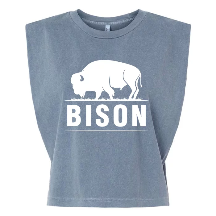 Simple Bison Logo Garment-Dyed Women's Muscle Tee