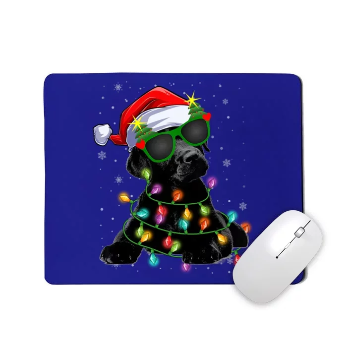 Santa Black Labrador Retriever Christmas Tree Light Dog Xmas Gift Mousepad