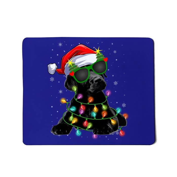 Santa Black Labrador Retriever Christmas Tree Light Dog Xmas Gift Mousepad