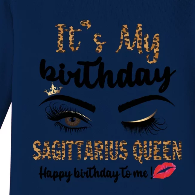 Sagittarius Bday Leopard Its My Birthday Sagittarius Queen Cute Gift Baby Long Sleeve Bodysuit