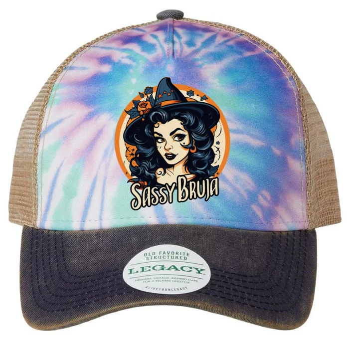 Sassy Bruja Latina Mexican Halloween Witch Legacy Tie Dye Trucker Hat