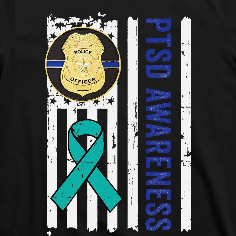 Support Blue Lives Police PTSD Awareness Law Enforcement T-Shirt