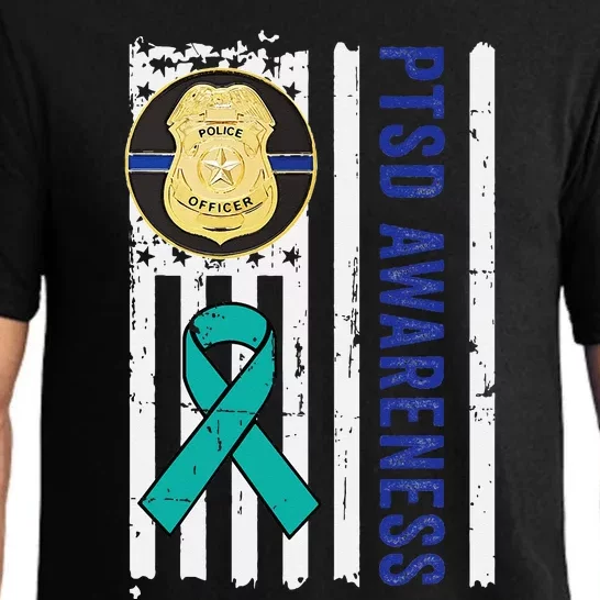 Support Blue Lives Police PTSD Awareness Law Enforcement Pajama Set