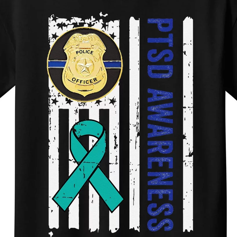 Support Blue Lives Police PTSD Awareness Law Enforcement Kids T-Shirt