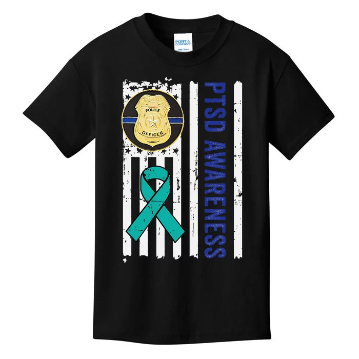 Support Blue Lives Police PTSD Awareness Law Enforcement Kids T-Shirt