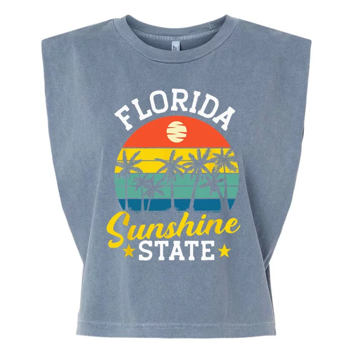 Summer Beach Lover Florida Sunshine State Garment-Dyed Women's Muscle Tee