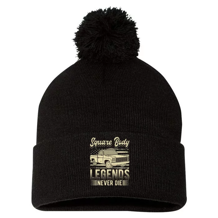 Square Body Legends Never Die Artwork For A Truck Driver Pom Pom 12in Knit Beanie