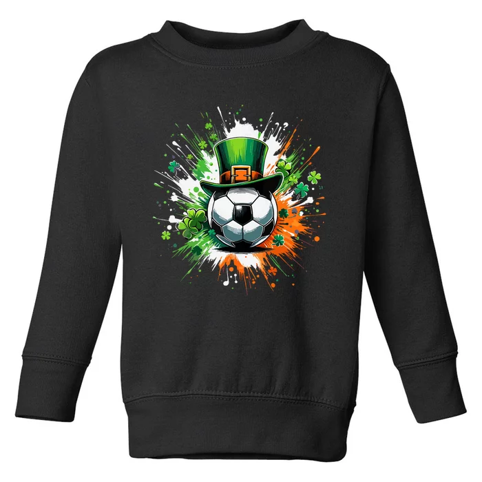 Soccer Ball Leprechaun Hat Irish Shamrock Patricks Day Toddler Sweatshirt