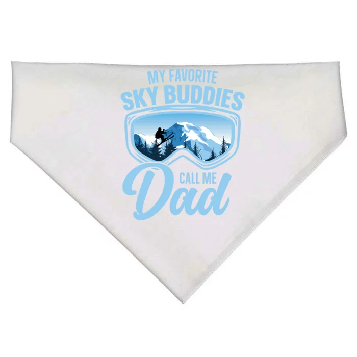 Skiing Buddies My Favorite Ski Buddies Call Me Dad Cute Gift USA-Made Doggie Bandana