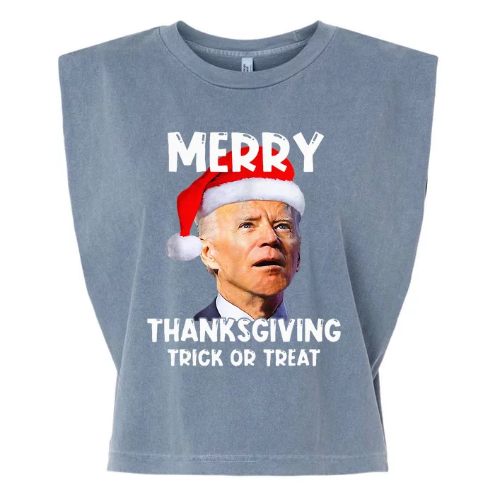 Santa Biden Merry Thanksgiving Trick Or Treat Christmas Meme Garment-Dyed Women's Muscle Tee