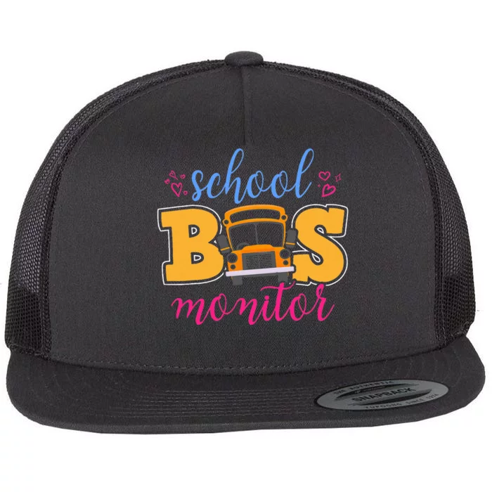 School Bus Monitor Heart Flat Bill Trucker Hat