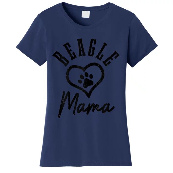 S Beagle Mama Heart Paw Funny Cute Dog Lover Beagle Mom Women's T-Shirt