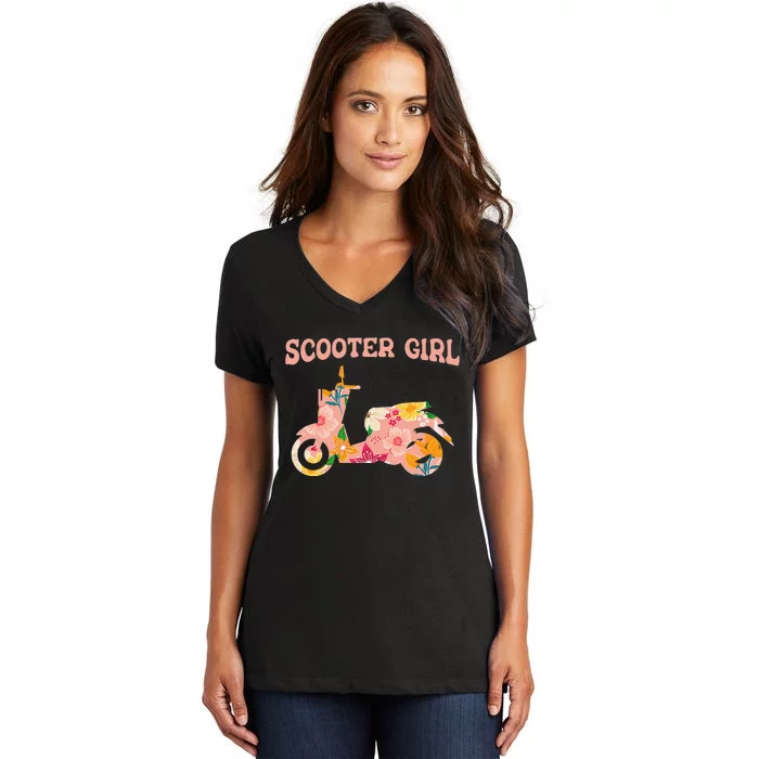 Scooter Bike Motorbike Mobility Scoot Moped Scooter Women's V-Neck T-Shirt