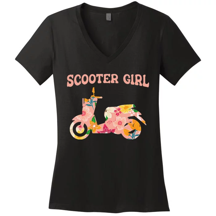 Scooter Bike Motorbike Mobility Scoot Moped Scooter Women's V-Neck T-Shirt