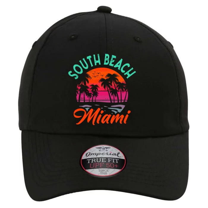 South Beach Miami Florida Sunset Vacation Distressed Retro The Original Performance Cap