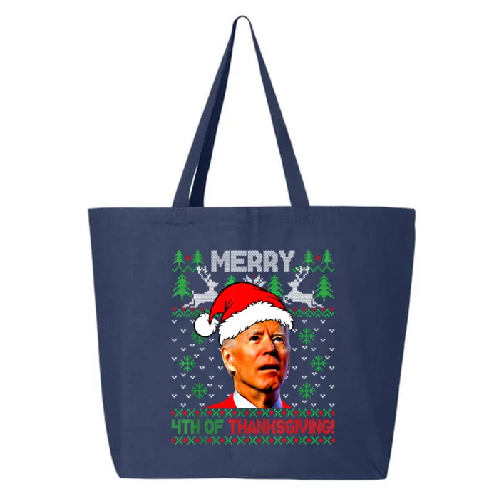 Santa Biden Merry 4th Of Thanksgiving Ugly Christmas Sweater Meaningful Gift 25L Jumbo Tote