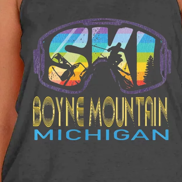 Ski Boyne Mountain Michigan Skiing Vacation Women's Knotted Racerback Tank