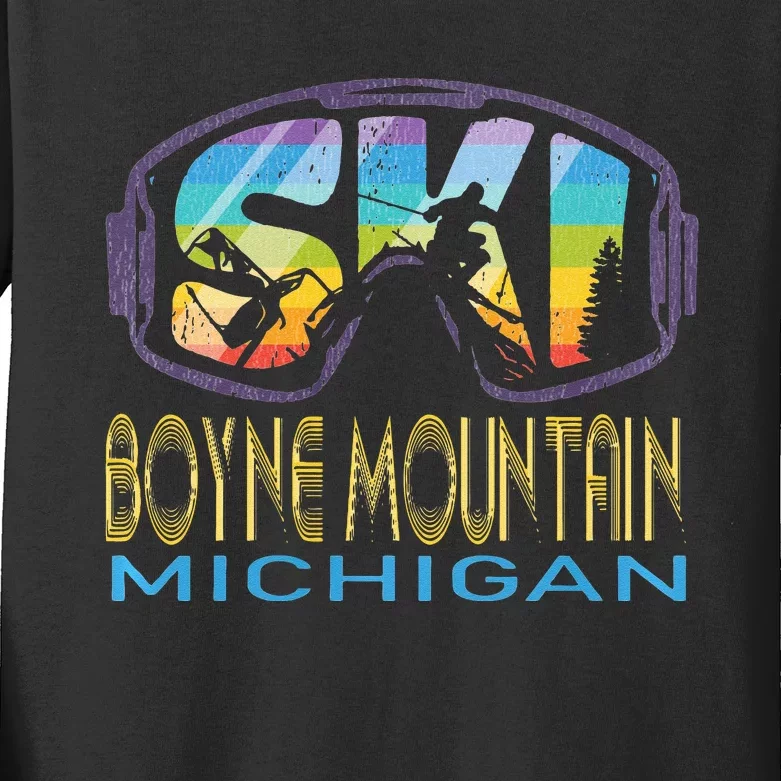 Ski Boyne Mountain Michigan Skiing Vacation Kids Long Sleeve Shirt