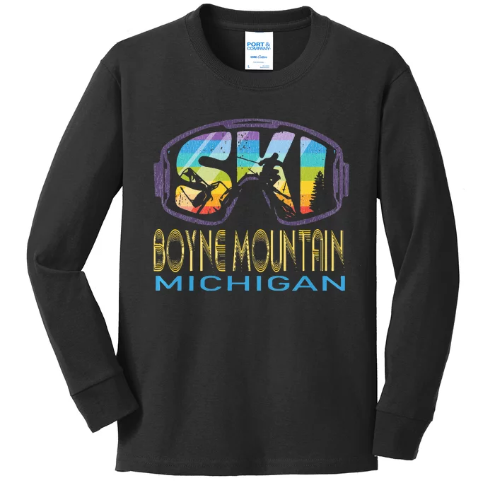 Ski Boyne Mountain Michigan Skiing Vacation Kids Long Sleeve Shirt