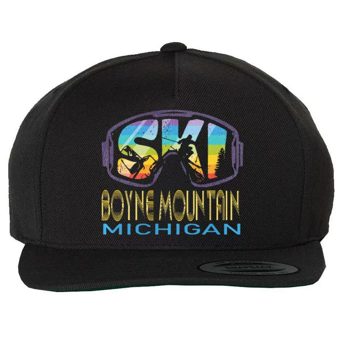 Ski Boyne Mountain Michigan Skiing Vacation Wool Snapback Cap