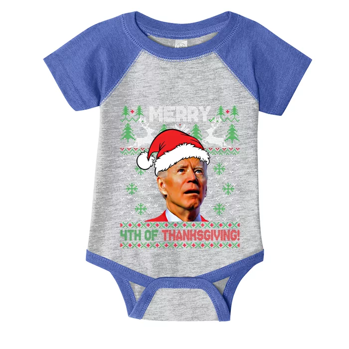 Santa Biden Merry 4th Of Thanksgiving Ugly Christmas Sweater Funny Gift Infant Baby Jersey Bodysuit