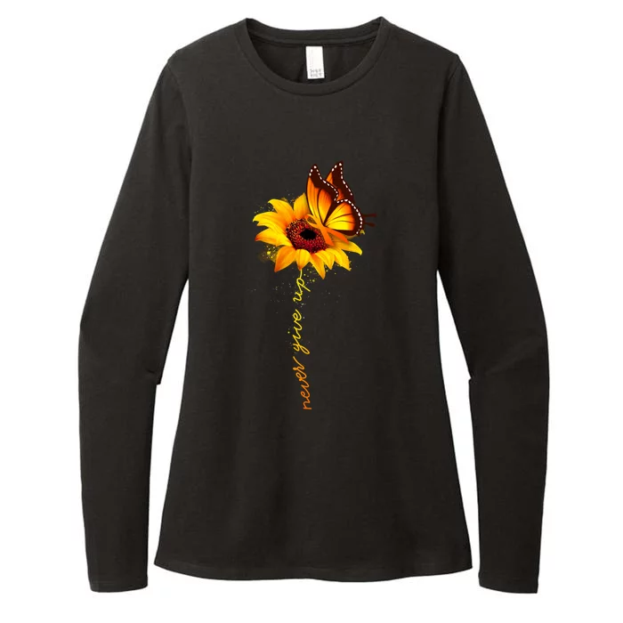 Sunflower Butterfly Multiple Sclerosis Awareness Ms Warrior Gift Womens CVC Long Sleeve Shirt