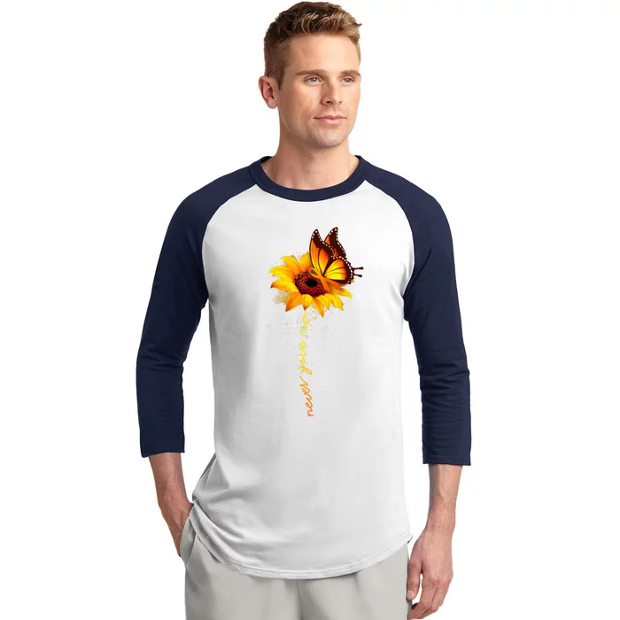 Sunflower Butterfly Multiple Sclerosis Awareness Ms Warrior Gift Baseball Sleeve Shirt