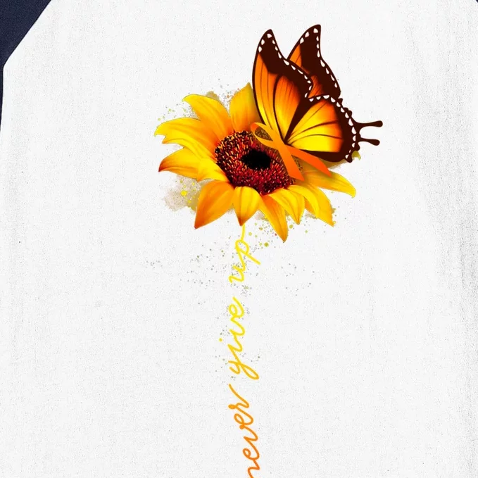 Sunflower Butterfly Multiple Sclerosis Awareness Ms Warrior Gift Baseball Sleeve Shirt