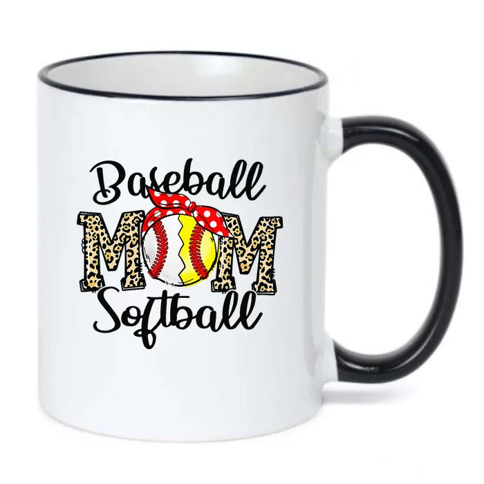 Softball Baseball Mom Leopard Tee Mother's Day Black Color Changing Mug