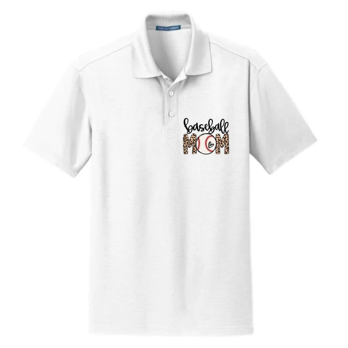 Softball Baseball Mom Leopard Tee Mother's Day Dry Zone Grid Performance Polo