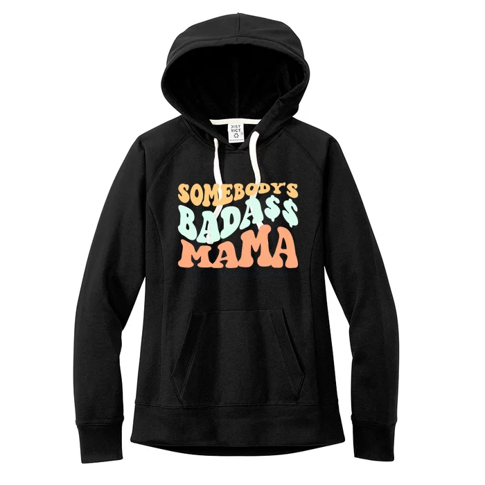 Somebody's Badass Mama Retro Wavy Groovy Vintage Women's Fleece Hoodie