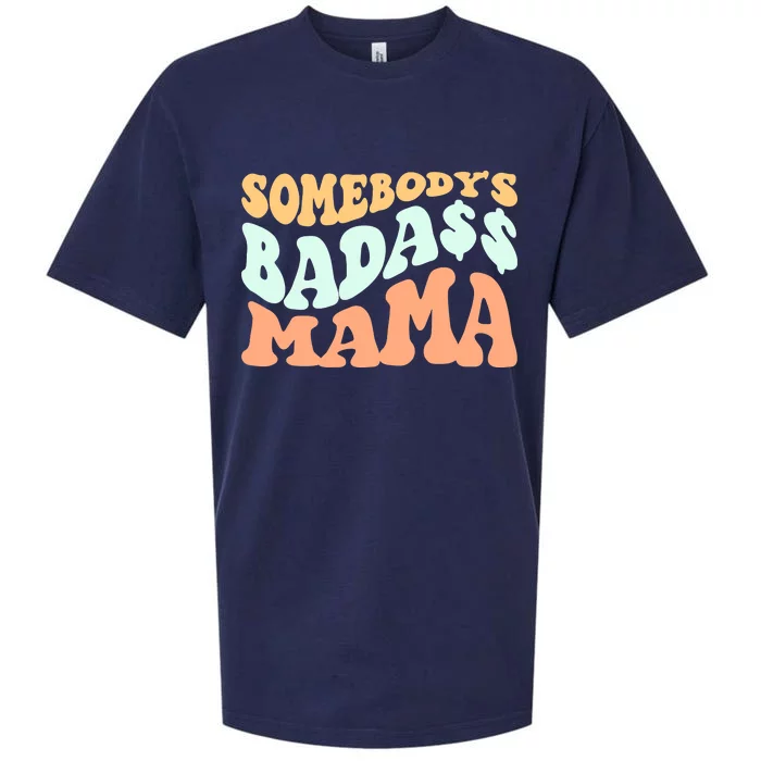 Somebody's Badass Mama Retro Wavy Groovy Vintage Sueded Cloud Jersey T-Shirt