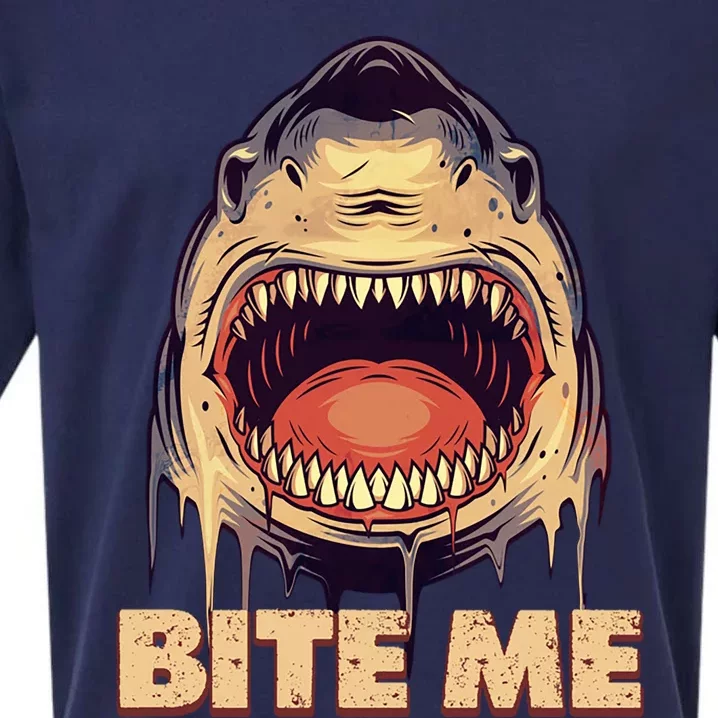 Shark Bite Me Gift Sueded Cloud Jersey T-Shirt