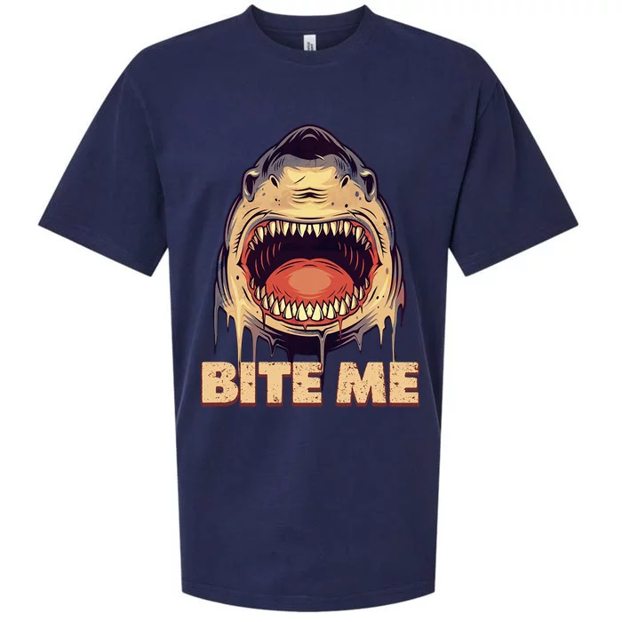 Shark Bite Me Gift Sueded Cloud Jersey T-Shirt