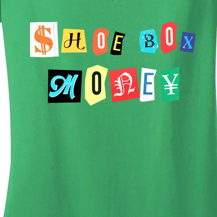 Shoe Box Money Cut Out Edition Women's V-Neck T-Shirt