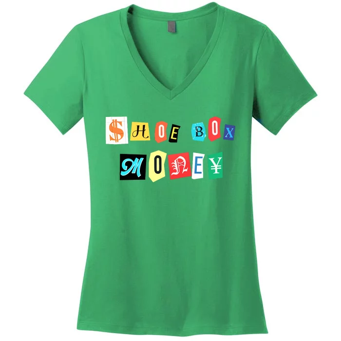 Shoe Box Money Cut Out Edition Women's V-Neck T-Shirt