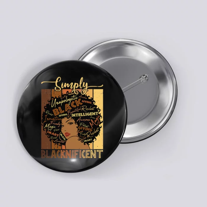 Simply Blacknificent Magic Juneteenth Afro Woman Black Button