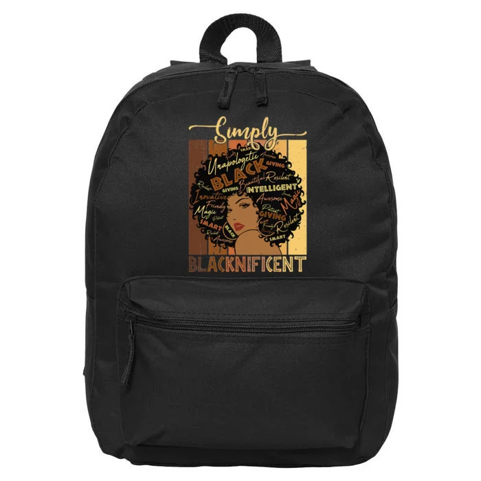 Simply Blacknificent Magic Juneteenth Afro Woman Black 16 in Basic Backpack