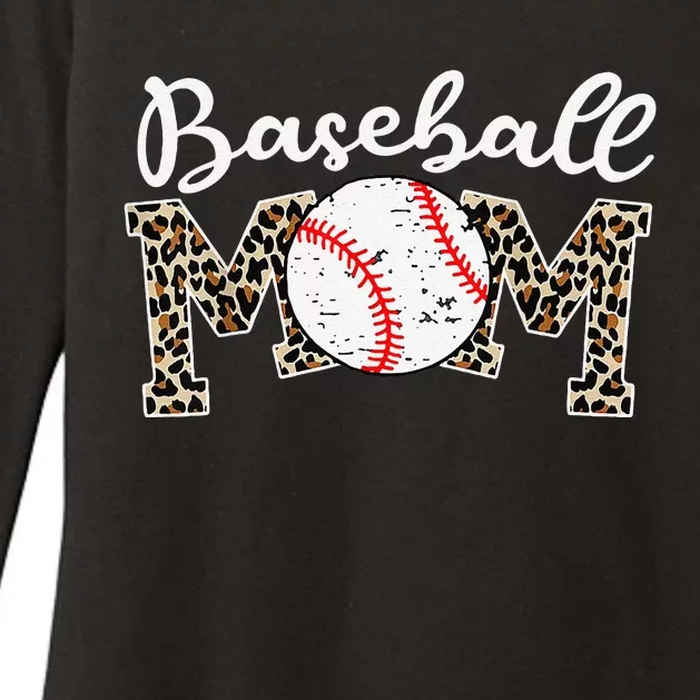 Softball Baseball Mom Leopard Mothers Day Womens CVC Long Sleeve Shirt