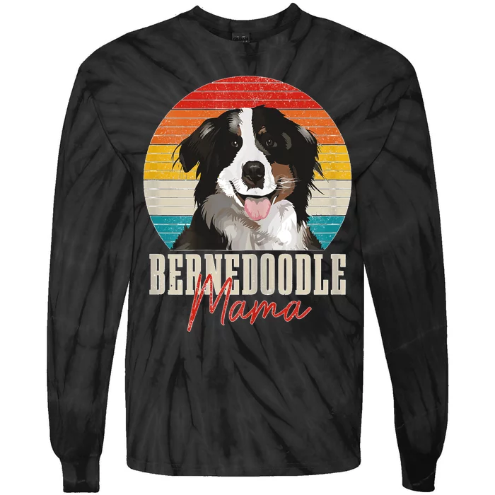 S Bernedoodle Mama Dog Owner Vintage Retro Bernedoodle Mom Tie-Dye Long Sleeve Shirt