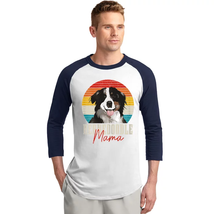 S Bernedoodle Mama Dog Owner Vintage Retro Bernedoodle Mom Baseball Sleeve Shirt