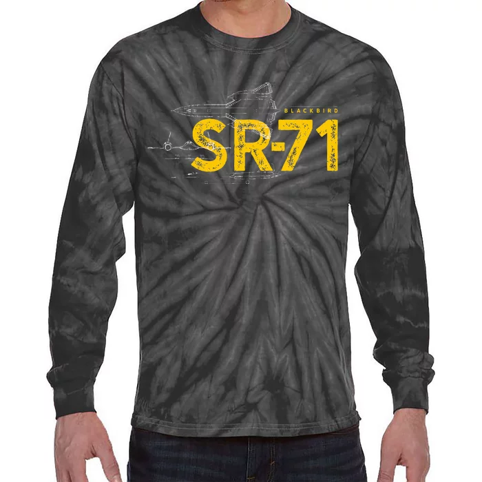 Sr71 Blackbird Military Jet Tie-Dye Long Sleeve Shirt