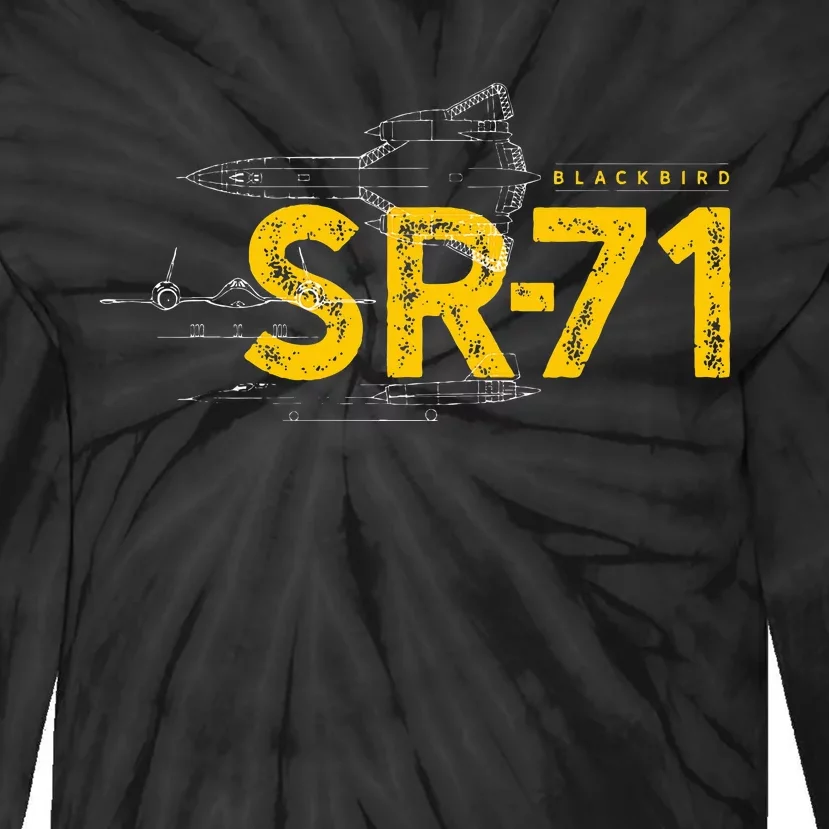 Sr71 Blackbird Military Jet Tie-Dye Long Sleeve Shirt