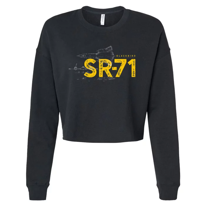 Sr71 Blackbird Military Jet Cropped Pullover Crew