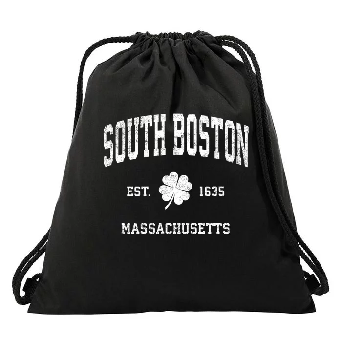 South Boston Massachusetts Vintage Shamrock Sports Drawstring Bag