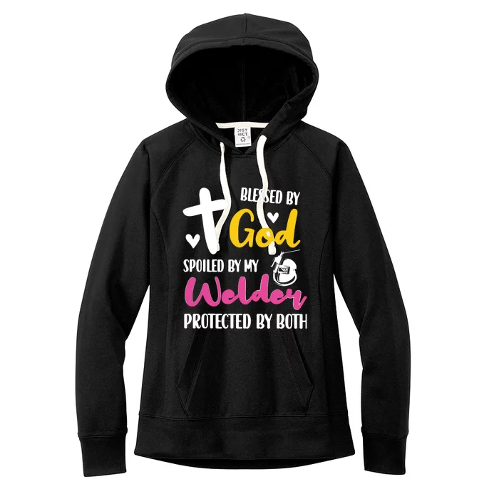 Spoiled By My Oilfield Man Husband Oilfield Worker Wife Women's Fleece Hoodie