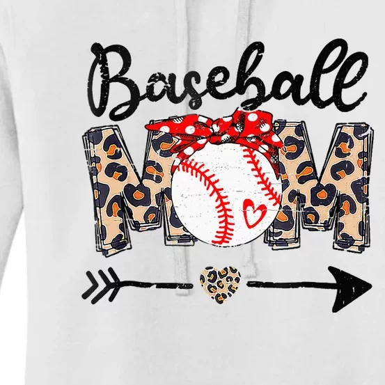 Softball Baseball Mom Leopard Tee Mother's Day Women's Pullover Hoodie