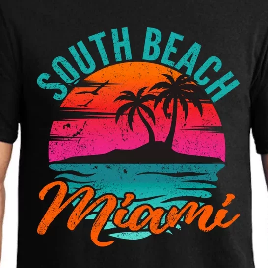 South Beach Miami Florida Sunset Vacation Distressed Grunge Cool Gift Pajama Set