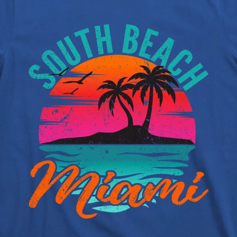 South Beach Miami Florida Sunset Vacation Distressed Grunge Cool Gift T-Shirt