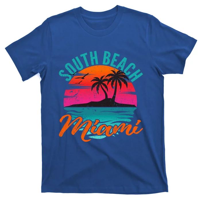 South Beach Miami Florida Sunset Vacation Distressed Grunge Cool Gift T-Shirt